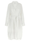 Nude Cotton Poplin Chemisier Dress — White