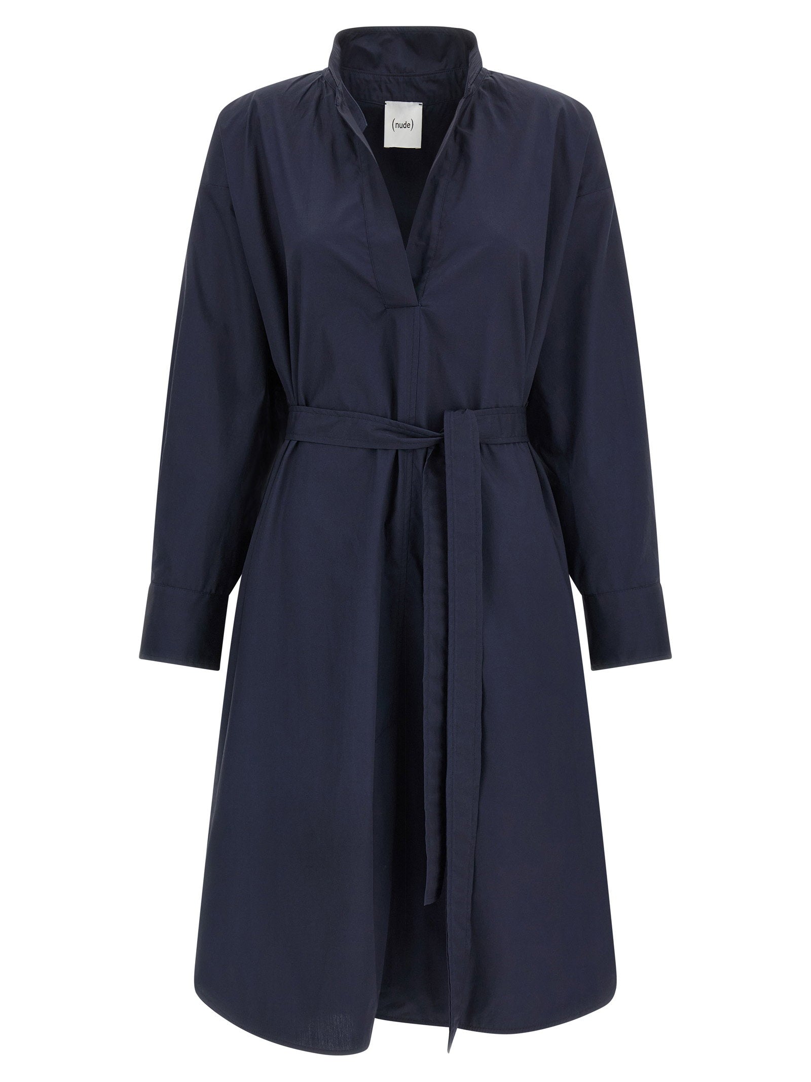 Nude Cotton Poplin Chemisier Dress — Navy