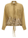 Nude Linen Blend Shirt — Beige