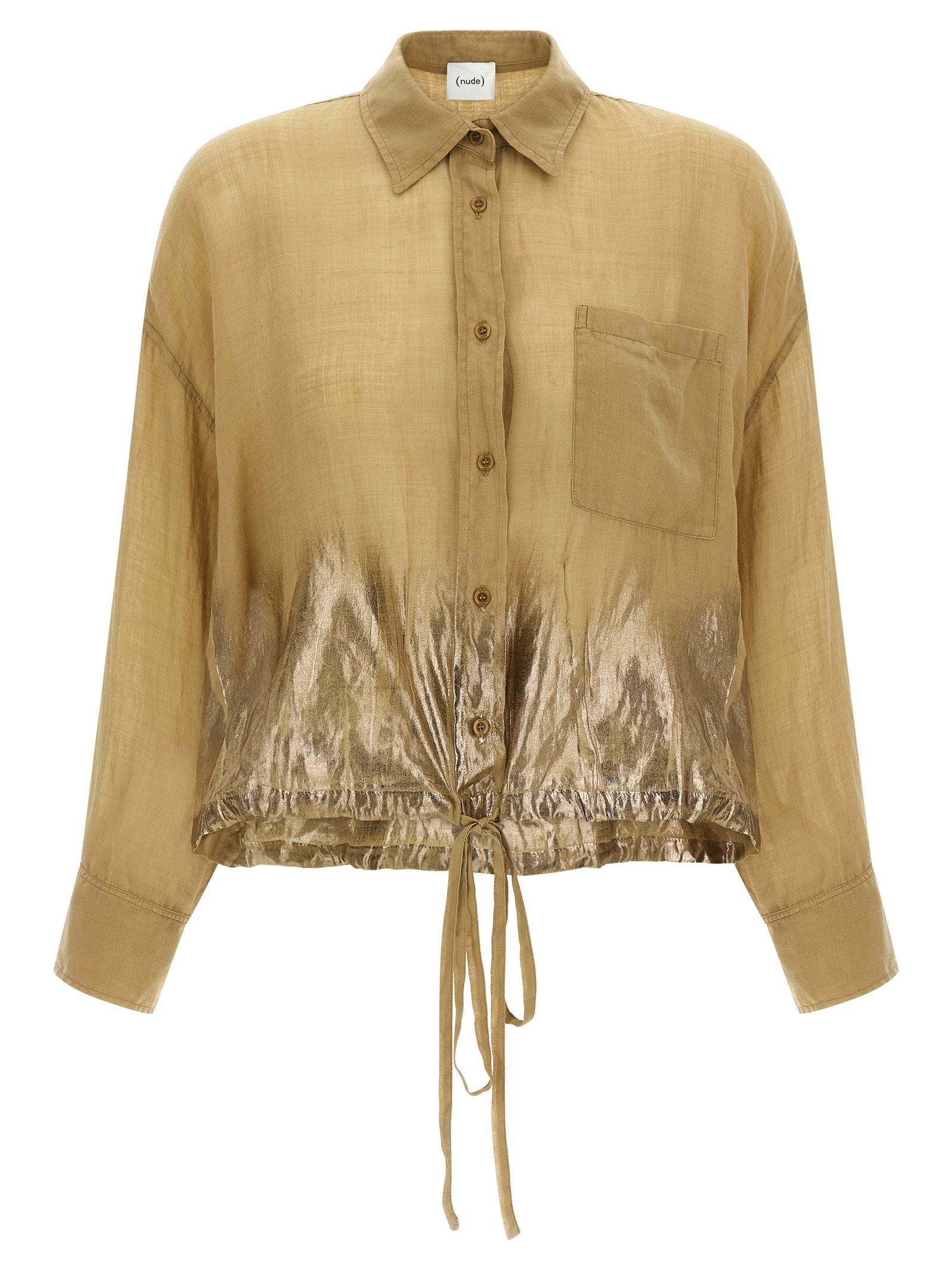 Nude Linen Blend Shirt — Beige