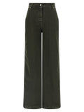 Nude Garment-Dyed Cotton Wide-Leg Jeans — Olive