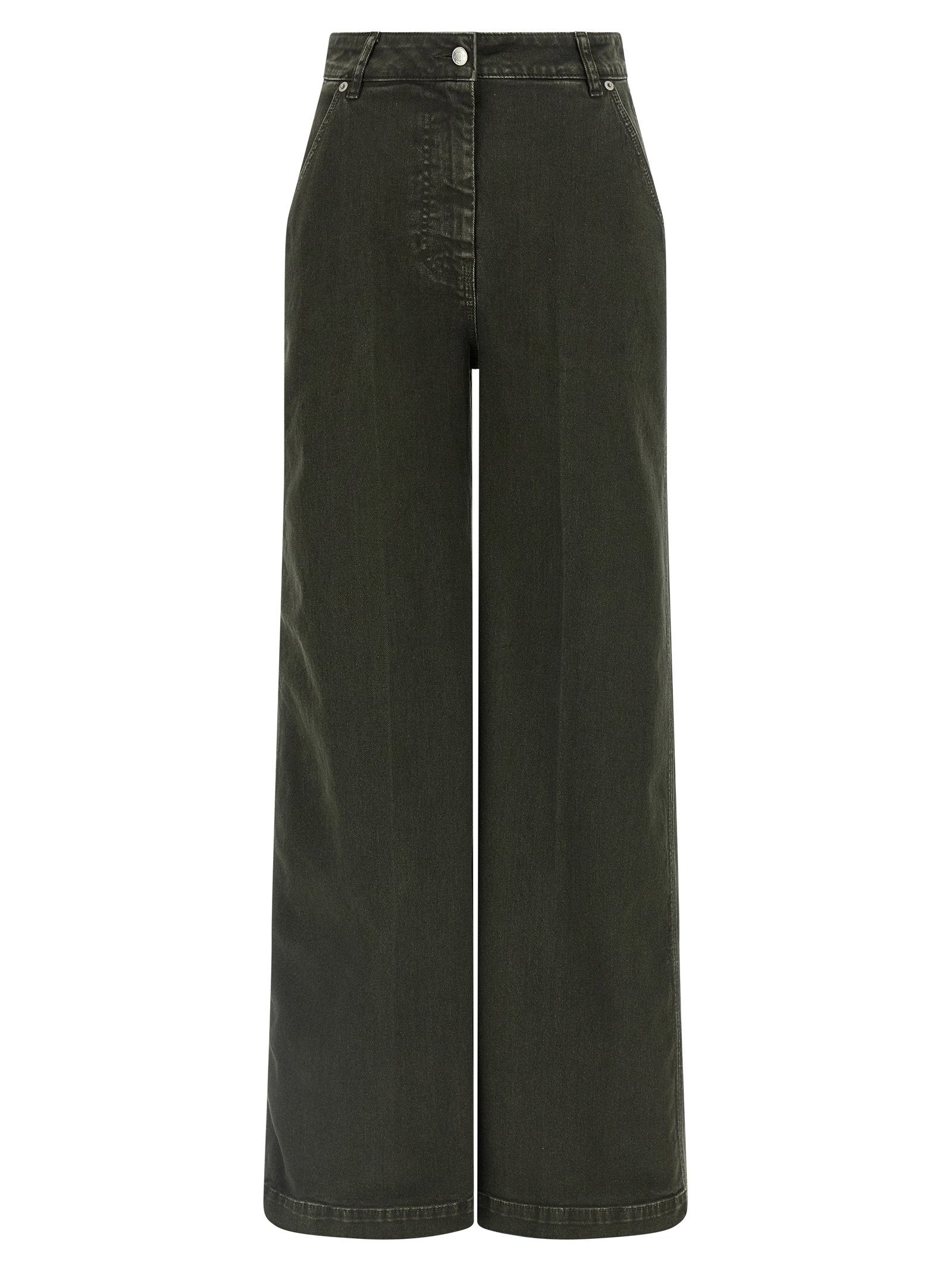 Nude Garment-Dyed Cotton Wide-Leg Jeans — Olive