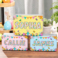 Huevo de Pascua personalizado Mariposa Caja de metal para guardar galletas con nombre Regalo de Pascua para niños