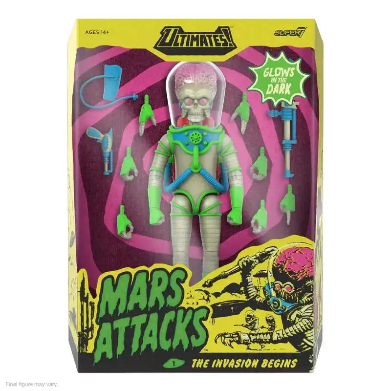 Mars Attacks Ultimates! Wave 02 Martian Invasion Begins Glow In The Dark