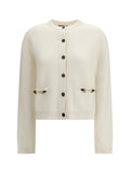 Gucci Wool and Cashmere with Horsebit Detail Cardigan — White