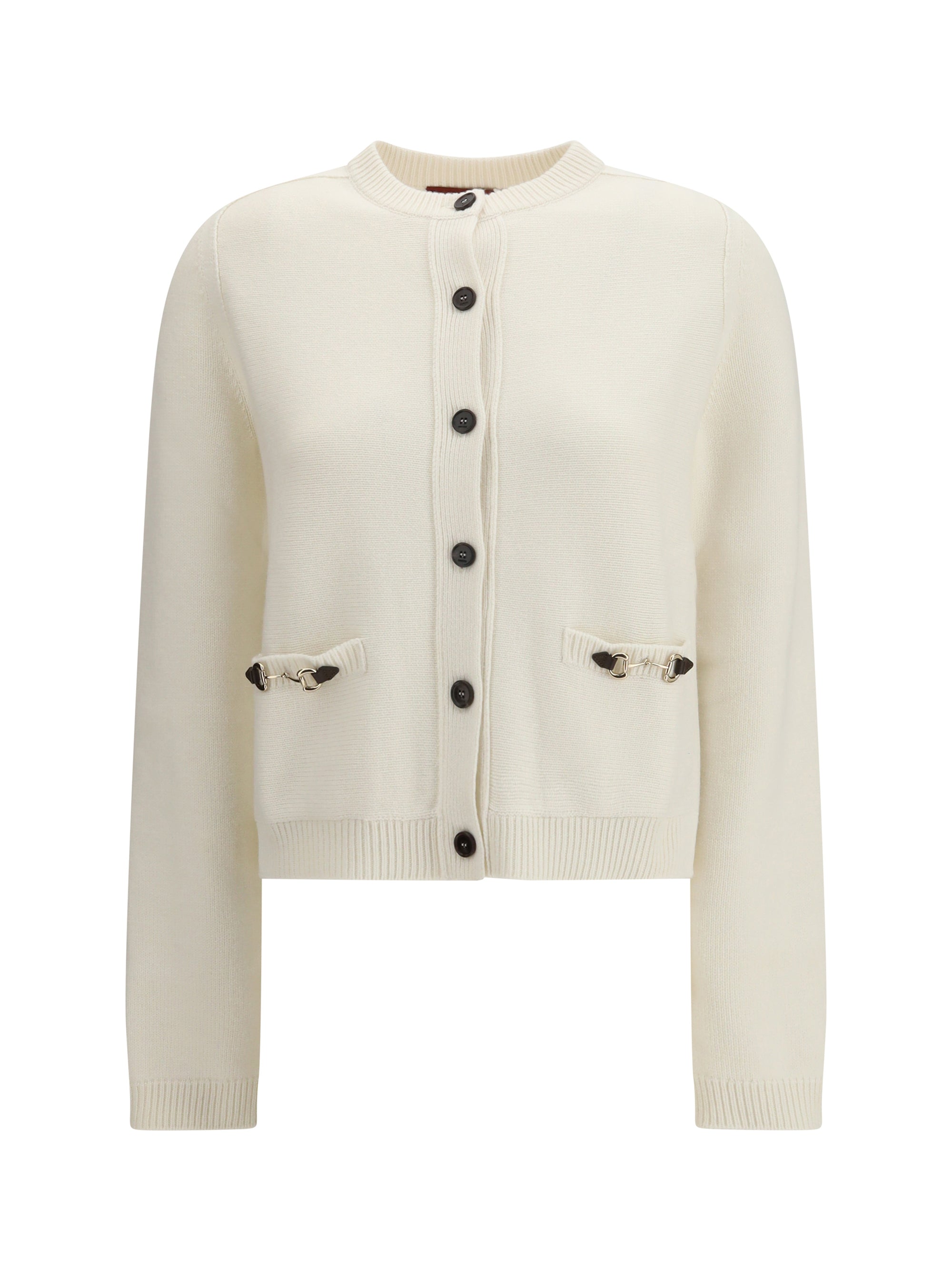 Gucci Wool and Cashmere with Horsebit Detail Cardigan — White