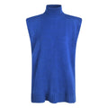 Cobalt Blue Merino Wool Turtleneck Poncho