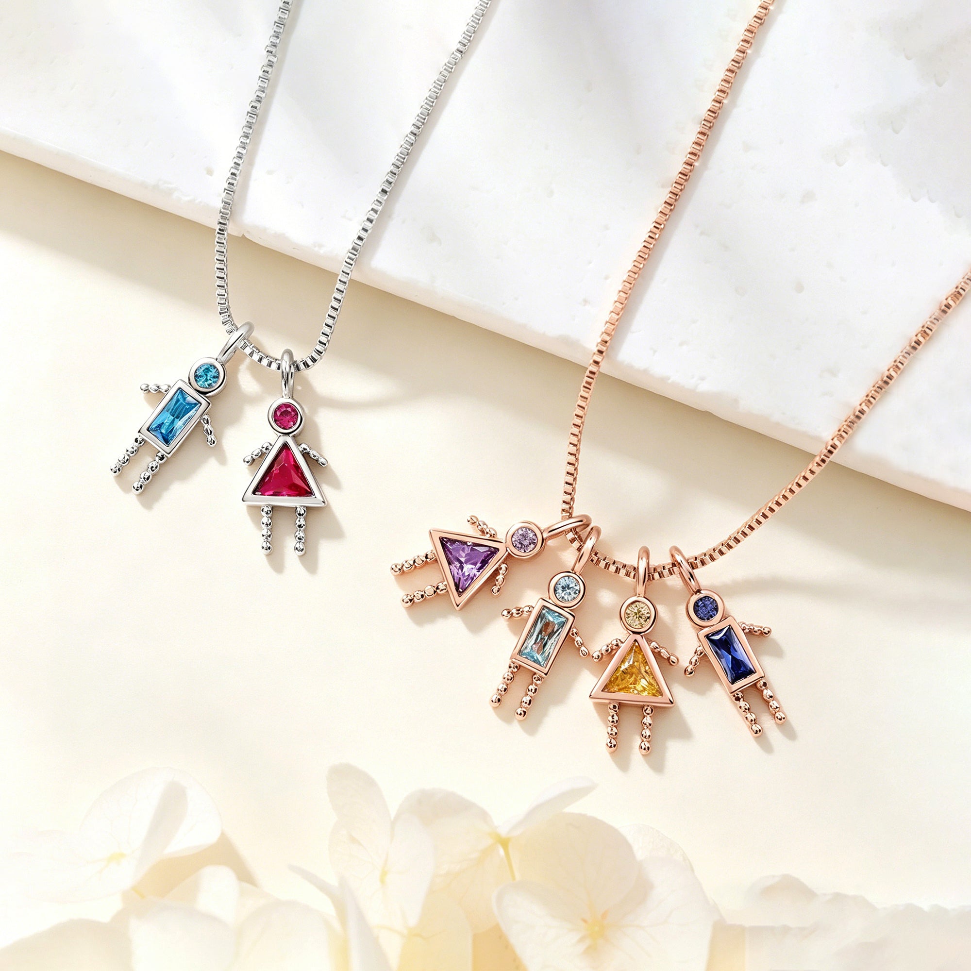 Personalizado 1-7 Niños Colgante Collar con Piedra de Nacimiento Joyería Delicada Aniversario Cumpleaños Regalo para Mamá Abuela