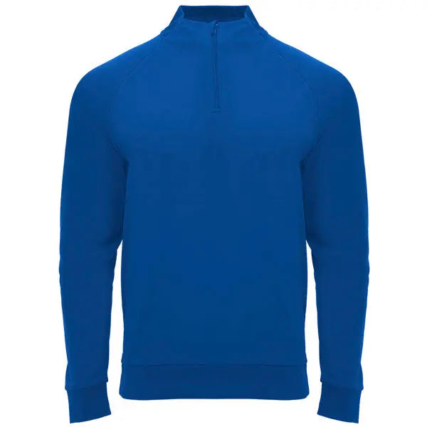 Sudadera de manga ranglán, con Interior perchado, cuello con media cremallera y cubrecosturas de refuerzo en su interior a tono Vetonek