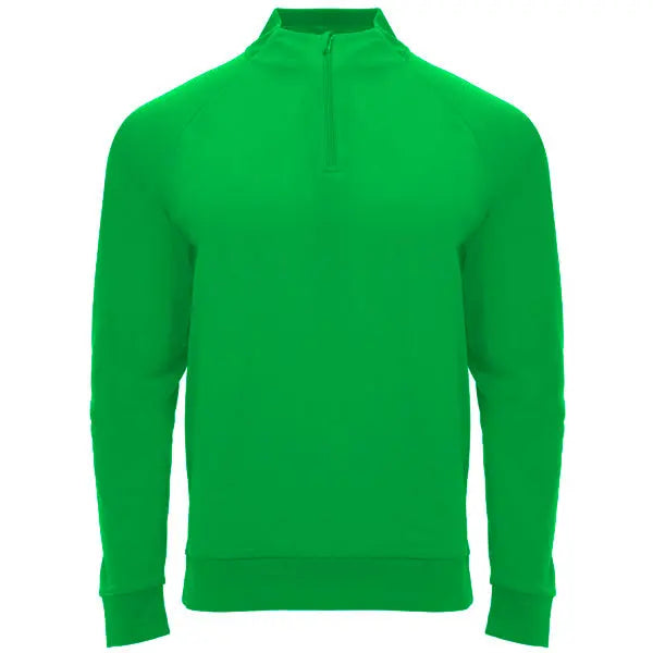 Sudadera de manga ranglán, con Interior perchado, cuello con media cremallera y cubrecosturas de refuerzo en su interior a tono Vetonek