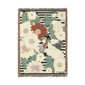 Striped Garden Crane Woven Blanket