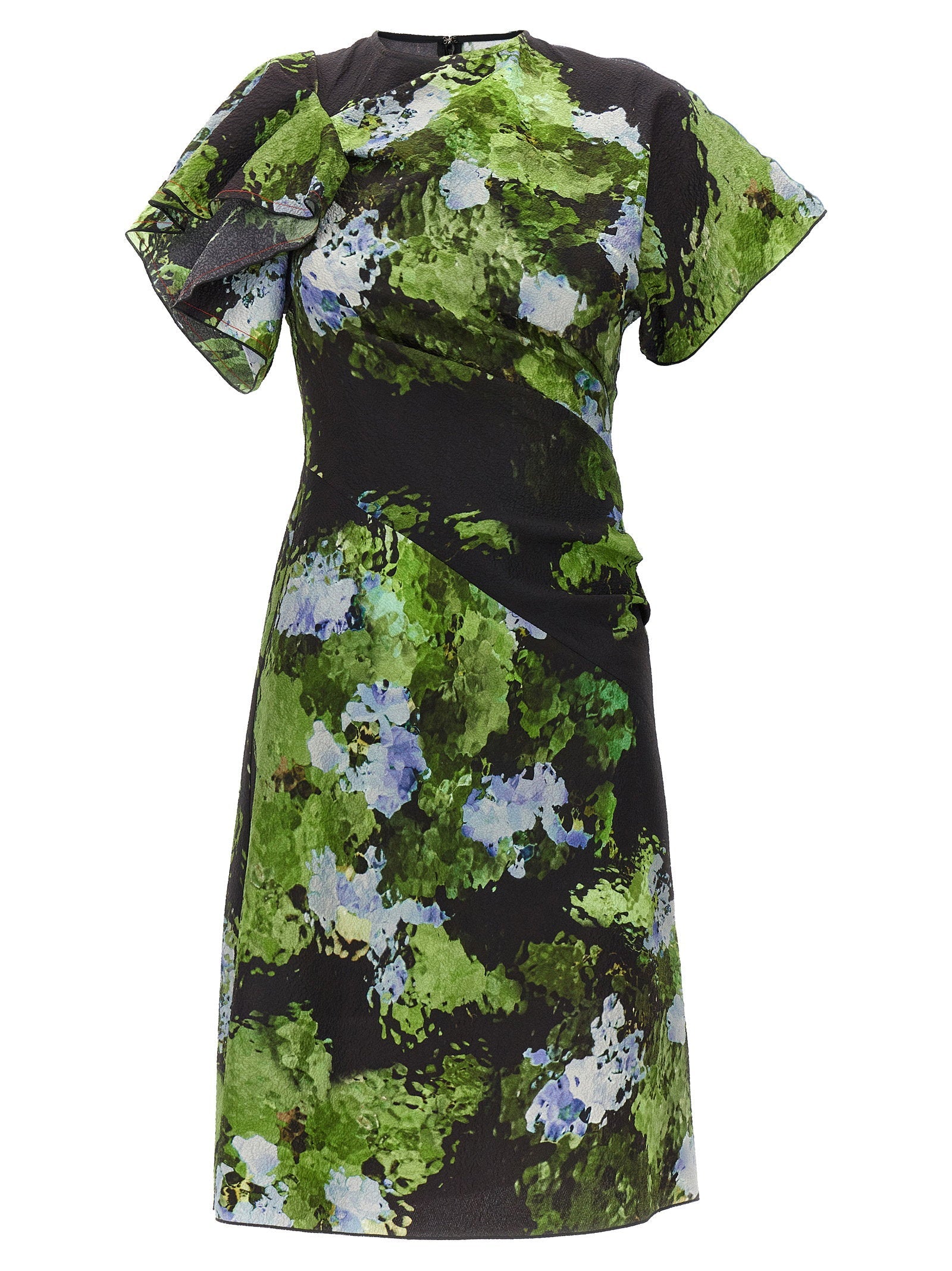 Victoria Beckham Floral-Printed Cotton Blend Dress — Black