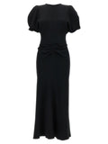 Victoria Beckham Gathered Waist Midi Dress — Black