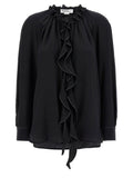 Victoria Beckham Ruffled Silk Blouse — Black