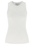 Victoria Beckham Ribbed Stretch Cotton Tank Top — White