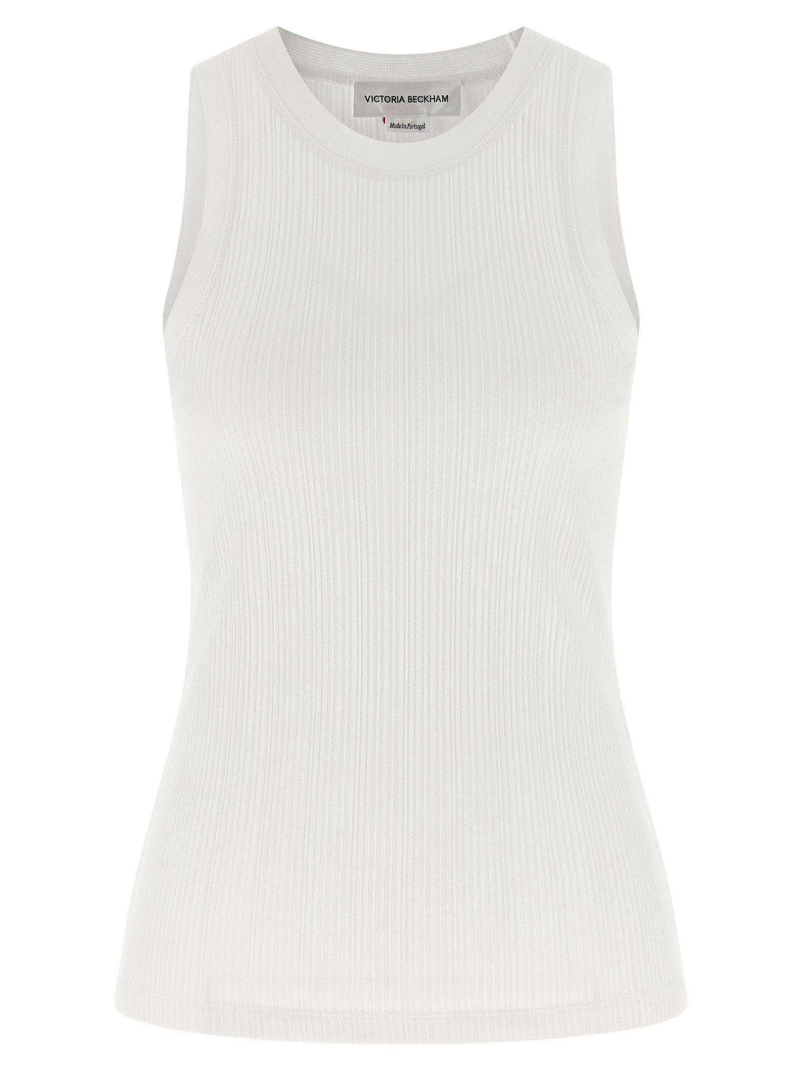 Victoria Beckham Ribbed Stretch Cotton Tank Top — White