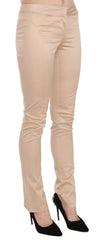 Women's Low Waist Skinny Trousers Cream Cotton Elastane