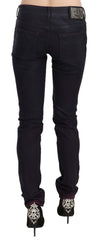 Women's Black Cotton Low Waist Skinny Denim Pants
