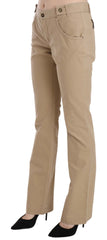 Women's Cotton Mid-Waist Straight Trousers Beige