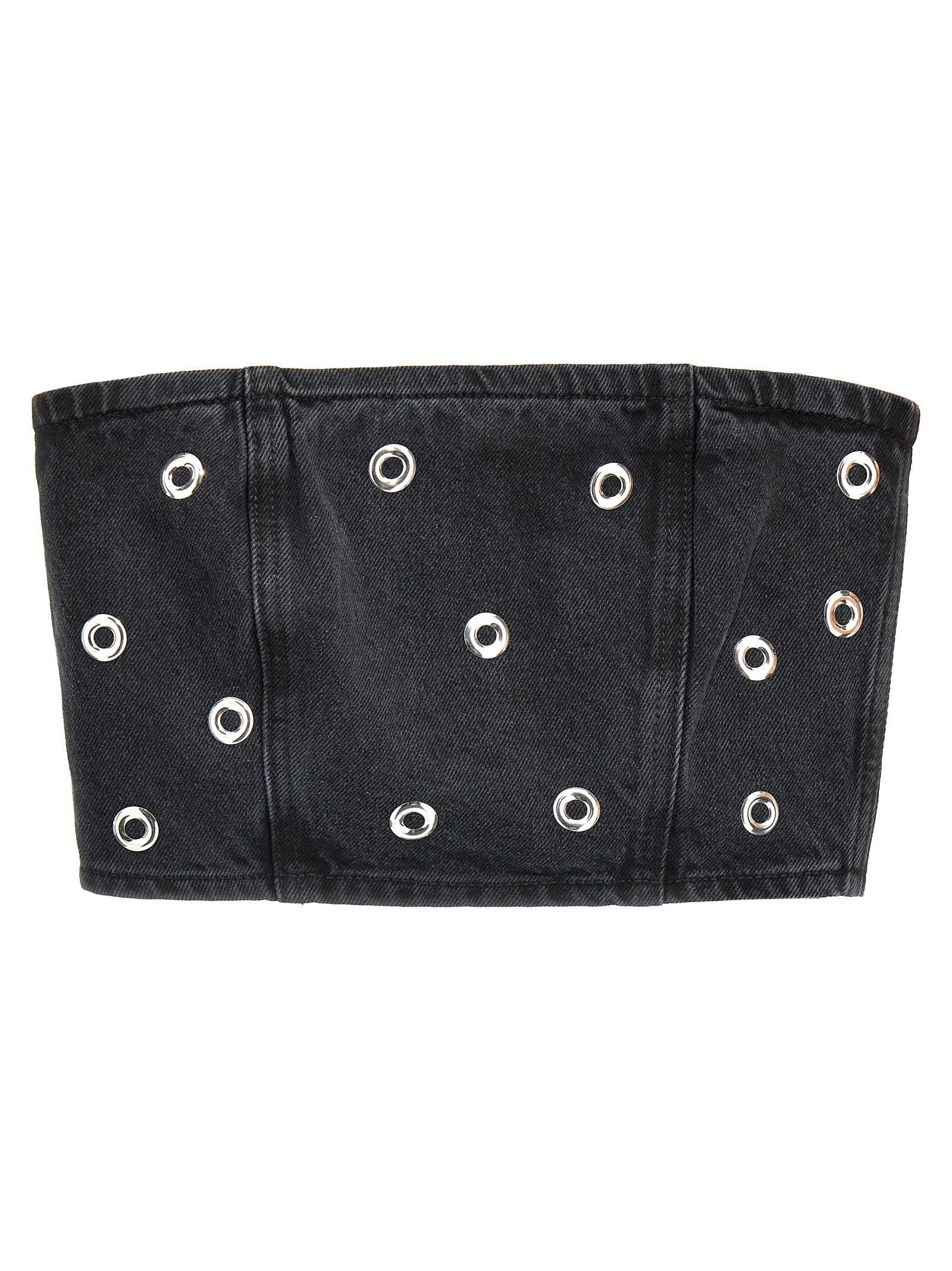 Rotate Birger Christensen Studded Denim Blouse — Black