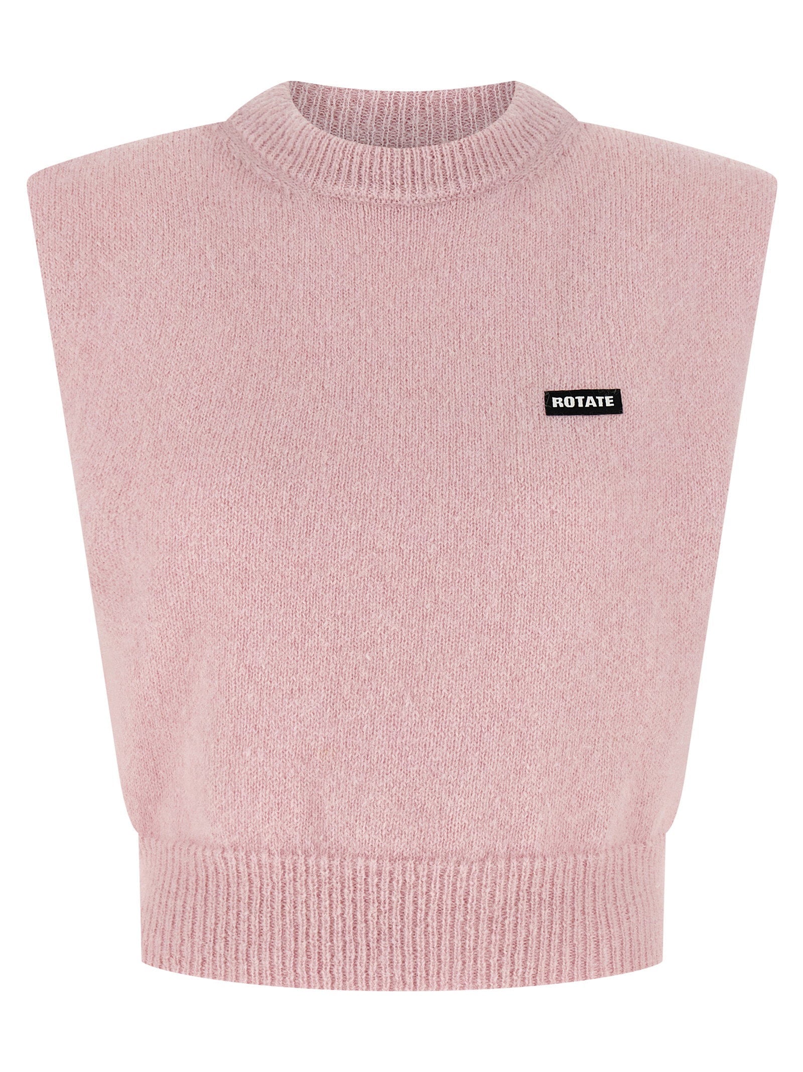 Rotate Birger Christensen Knit Cropped Vest — Pink