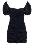Rotate Birger Christensen Ruched Lace Dress — Black