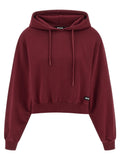 Rotate Birger Christensen Terry Back Cropped Hoodie — Burgundy