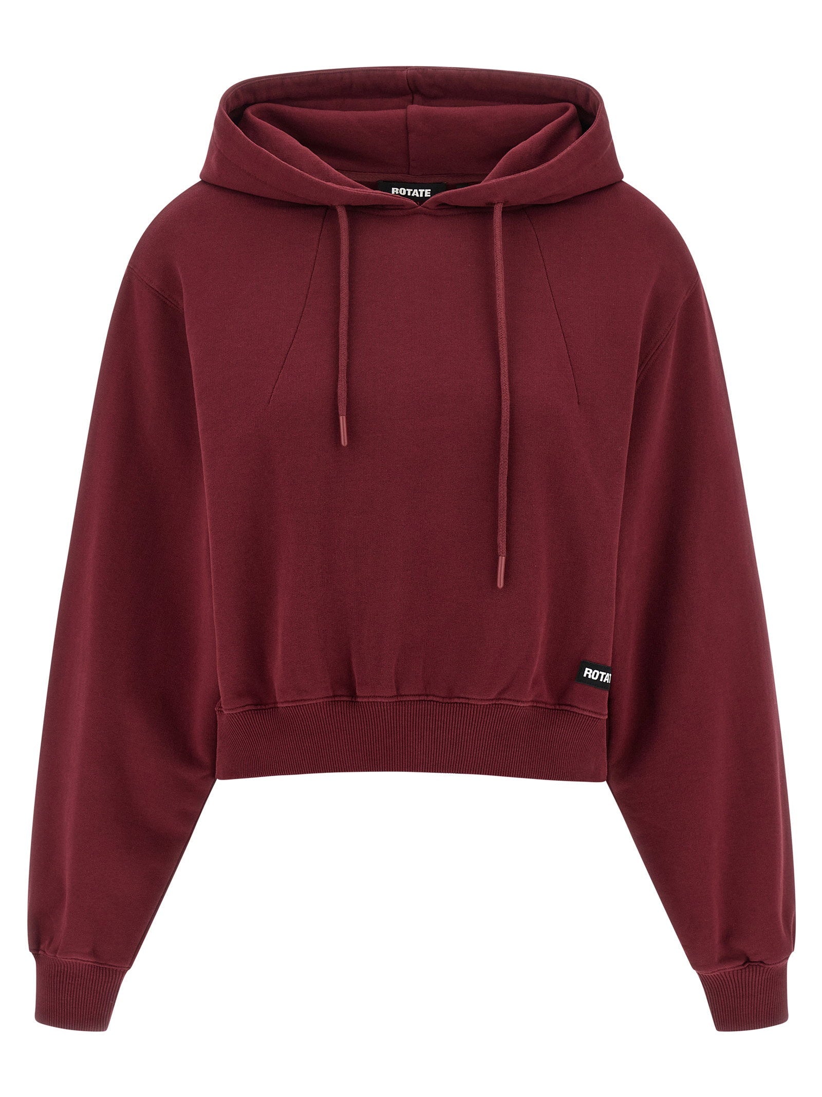 Rotate Birger Christensen Terry Back Cropped Hoodie — Burgundy