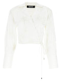Rotate Birger Christensen Floral Embroidered Cotton Blouse — White