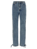 Rotate Birger Christensen Laced Straight Leg Jeans — Blue