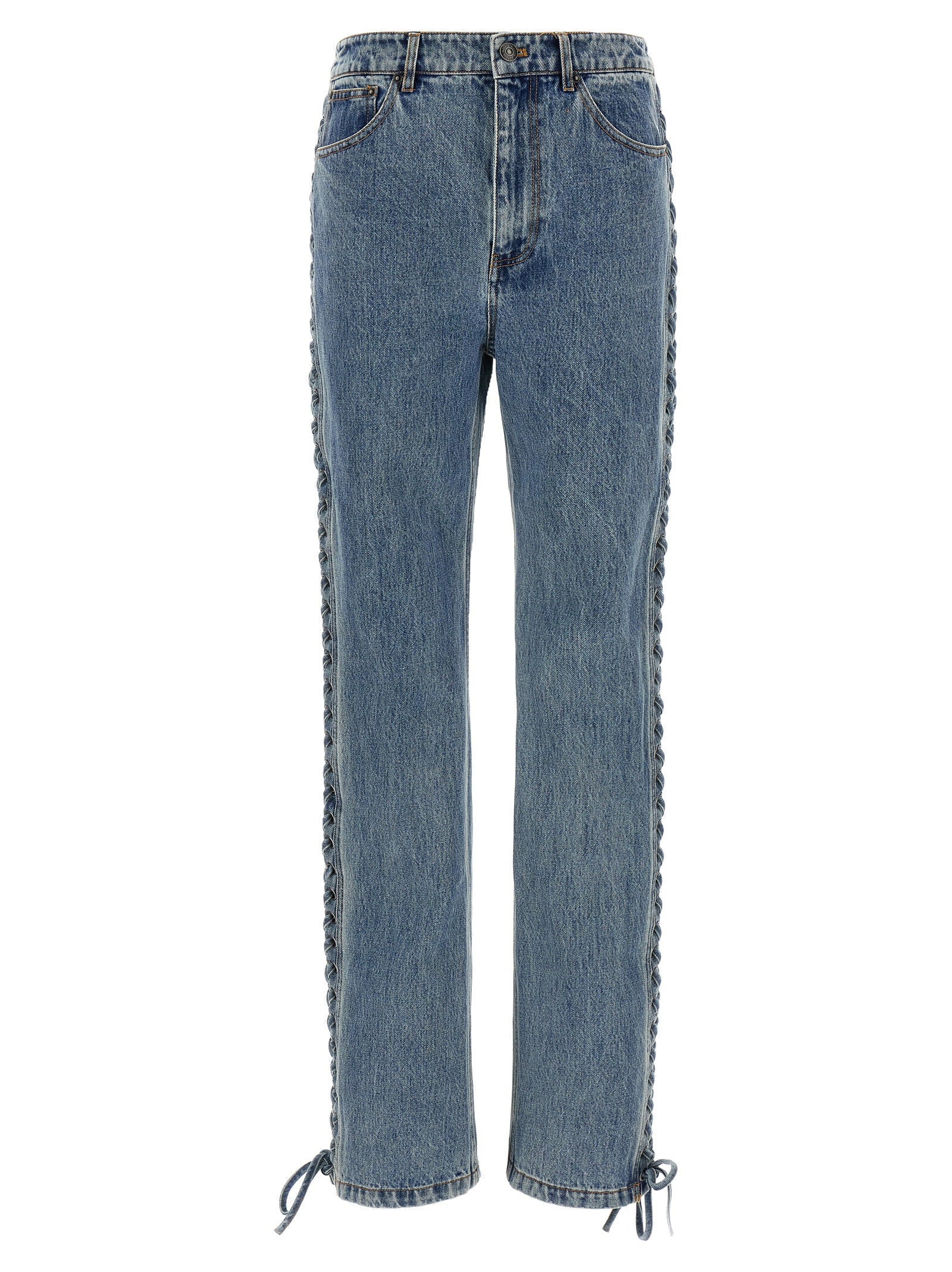 Rotate Birger Christensen Laced Straight Leg Jeans — Blue