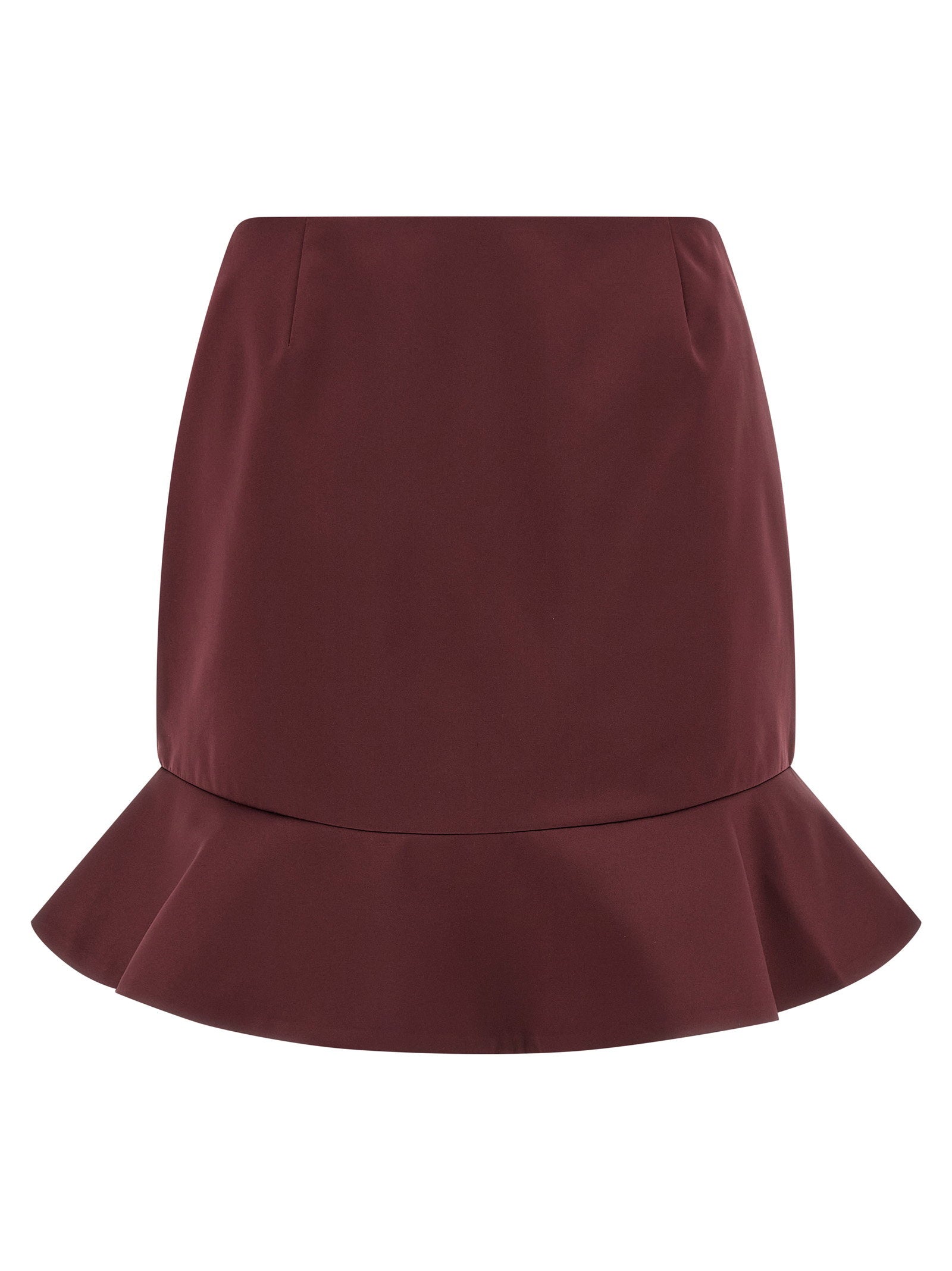 Rotate Birger Christensen Flounced Satin Skirt — Burgundy