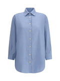 Deperlu Oversized Cotton Shirt — Blue
