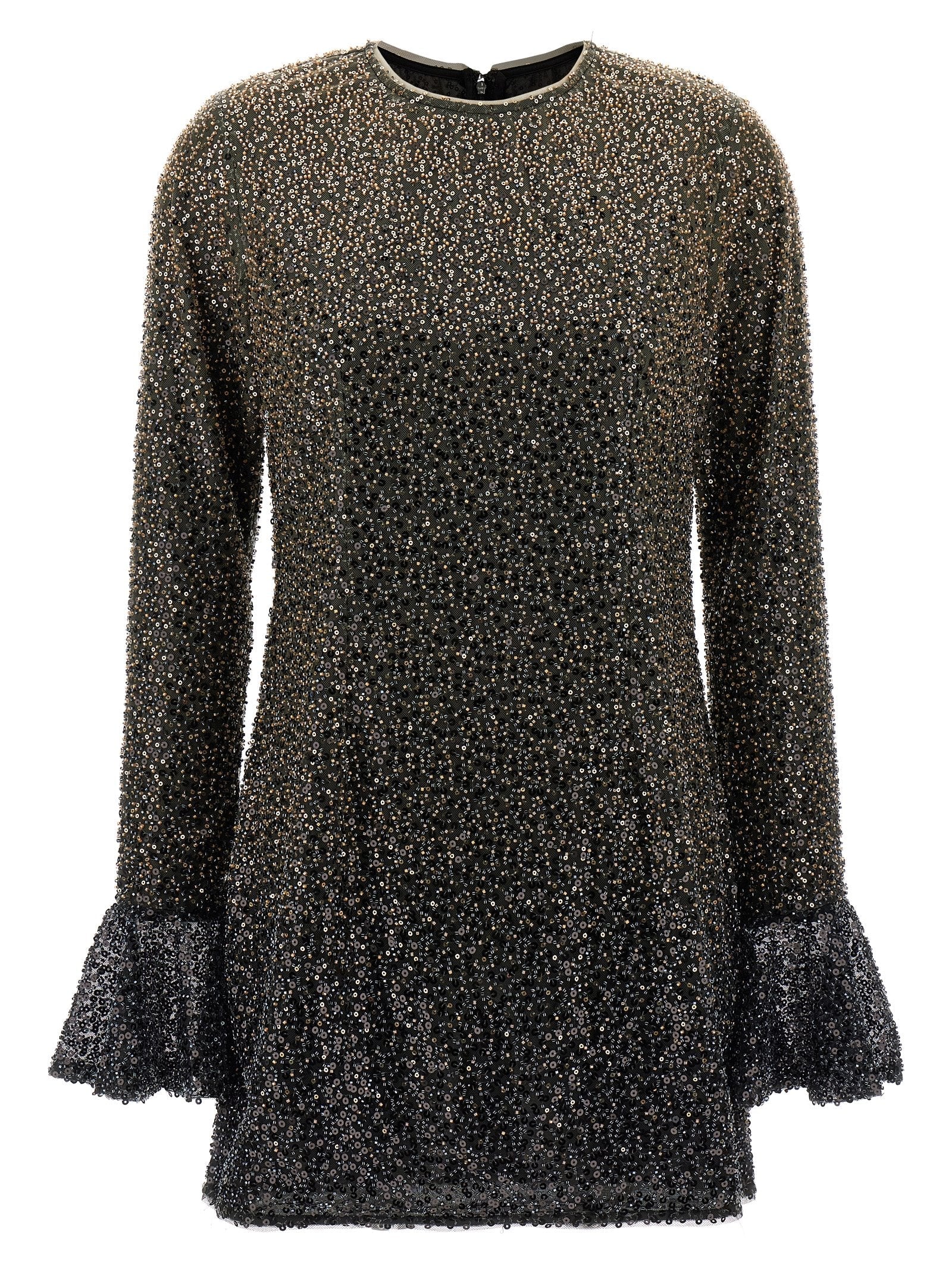 Rotate Birger Christensen Beaded Sequin Appliqué Dress — Charcoal
