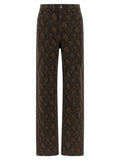 Rotate Birger Christensen Animal Print Cotton Jeans — Brown