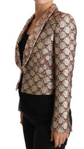 Women's Gold Floral Sequined Blazer Coat Jacket Clothing