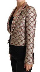 Women's Gold Floral Sequined Blazer Coat Jacket Clothing