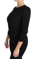 Women's Black Floral Lace Zipper Top Blouse
