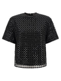 Rotate Birger Christensen Beaded Tulle Blouse — Black