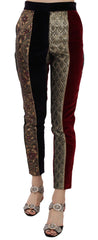 Women's Multicolor Jacquard Cropped Tapered Pants