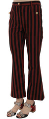 Women's Black Amaranth Stripe Cropped Flared Pants