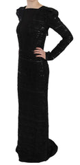 Women's Sequined Silk Gown Black