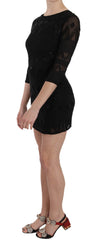 Women's Black Silk Sequined Mini Shift Gown Clothing