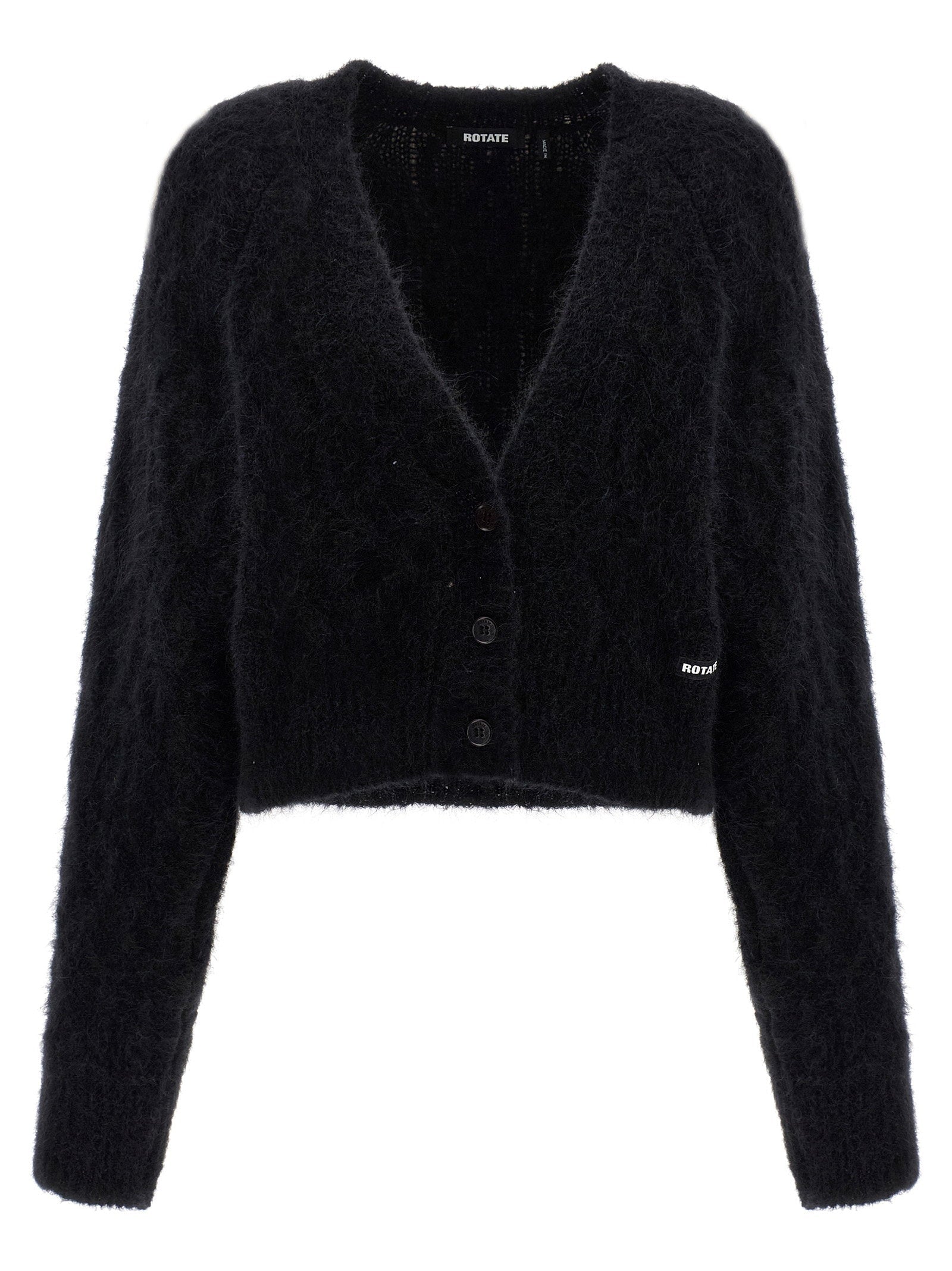 Rotate Birger Christensen Brushed Wool-Blend Knit Cardigan — Black