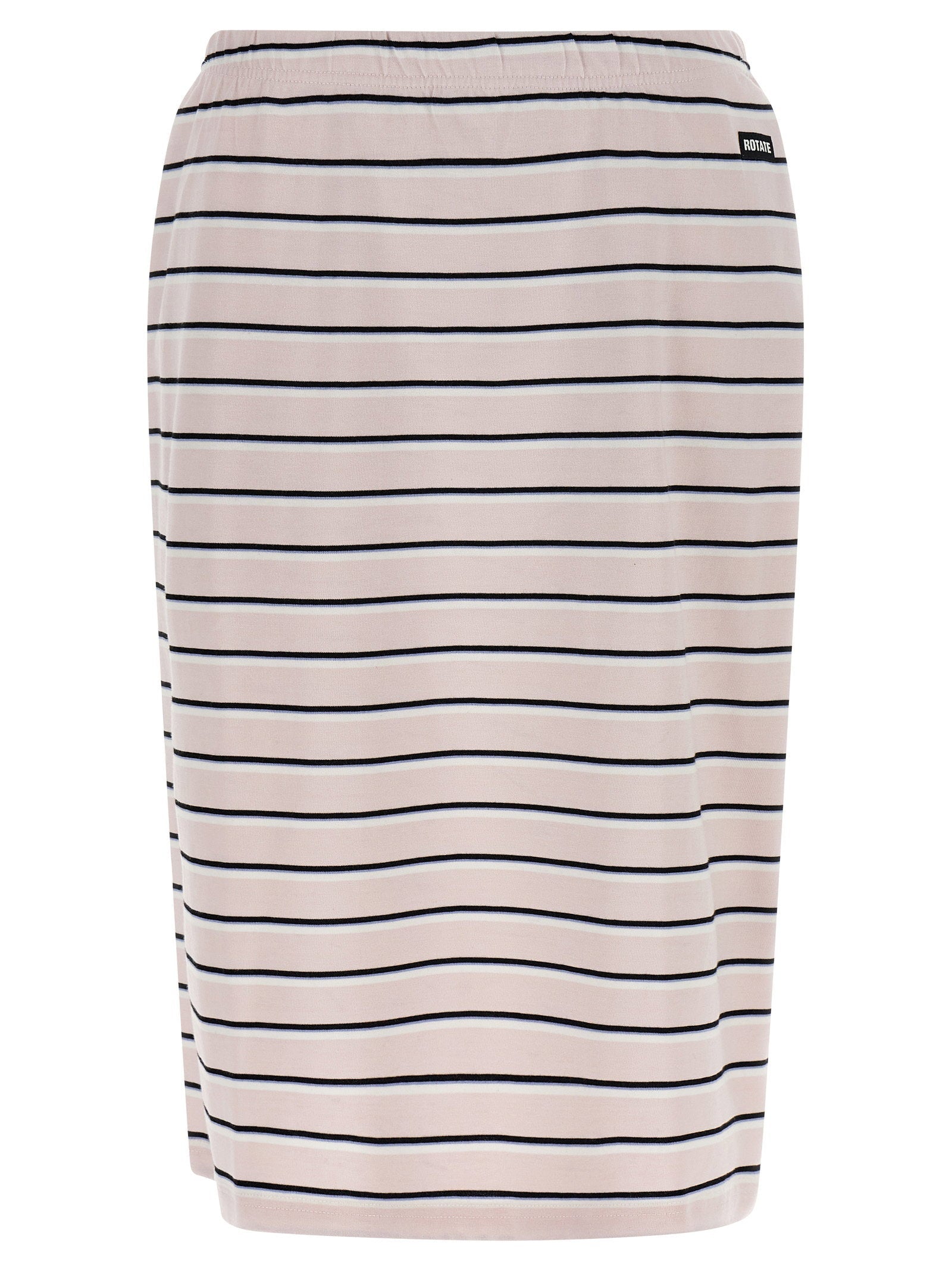 Rotate Birger Christensen Striped Jersey Midi Skirt — Cream