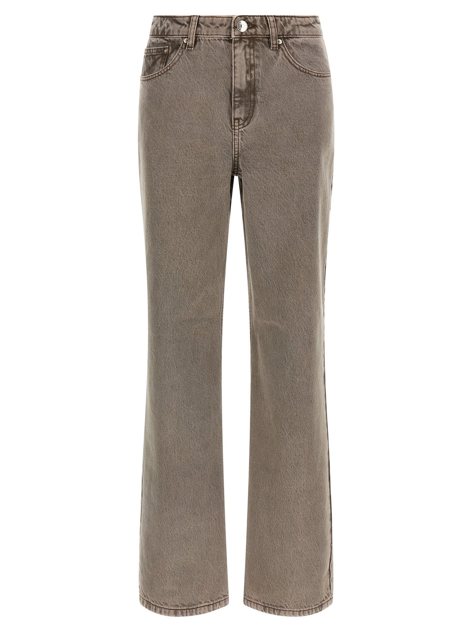 Rotate Birger Christensen Straight-Leg Denim Jeans — Taupe