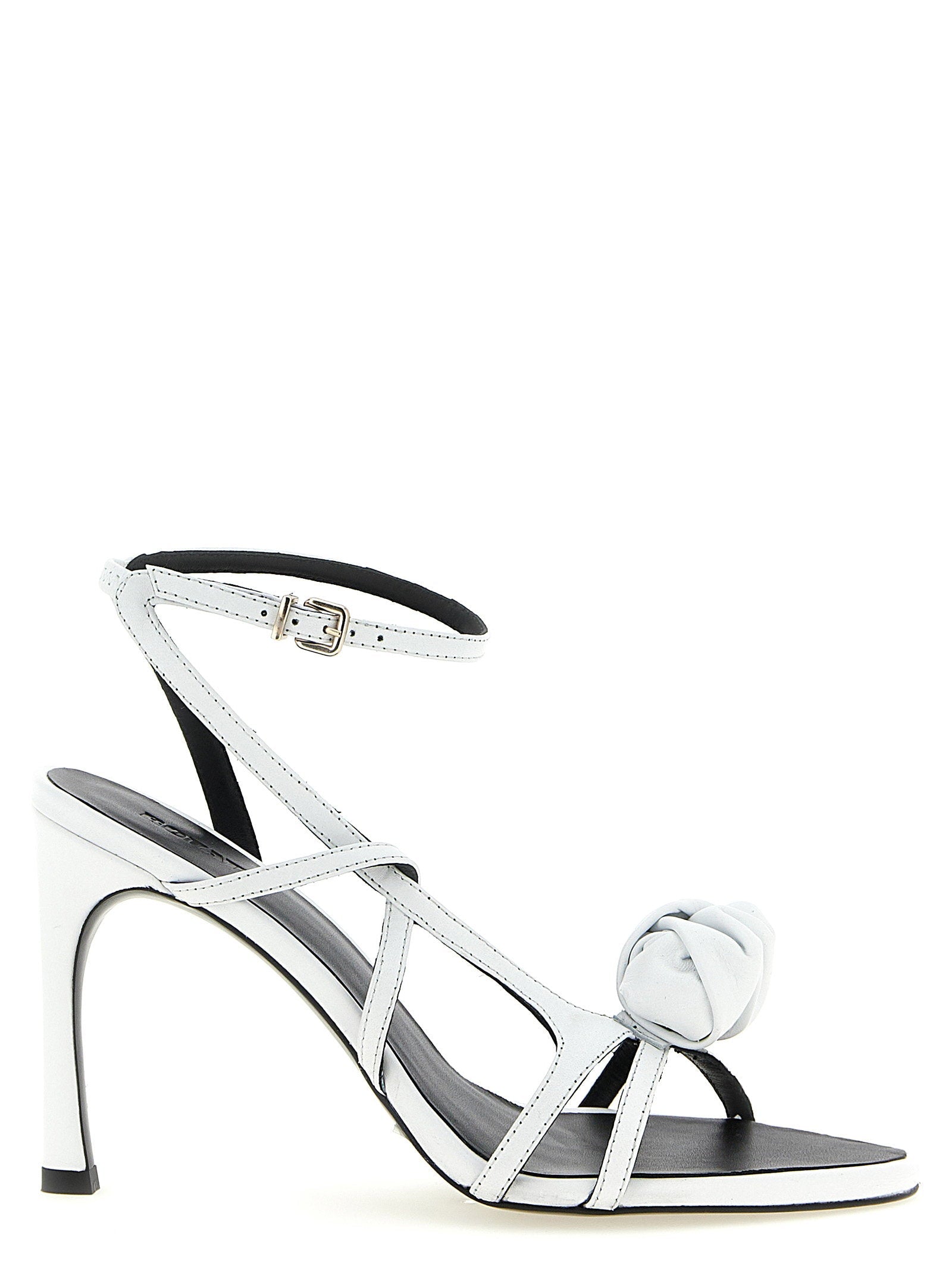 Rotate Birger Christensen Leather Knot Heel Sandal — White
