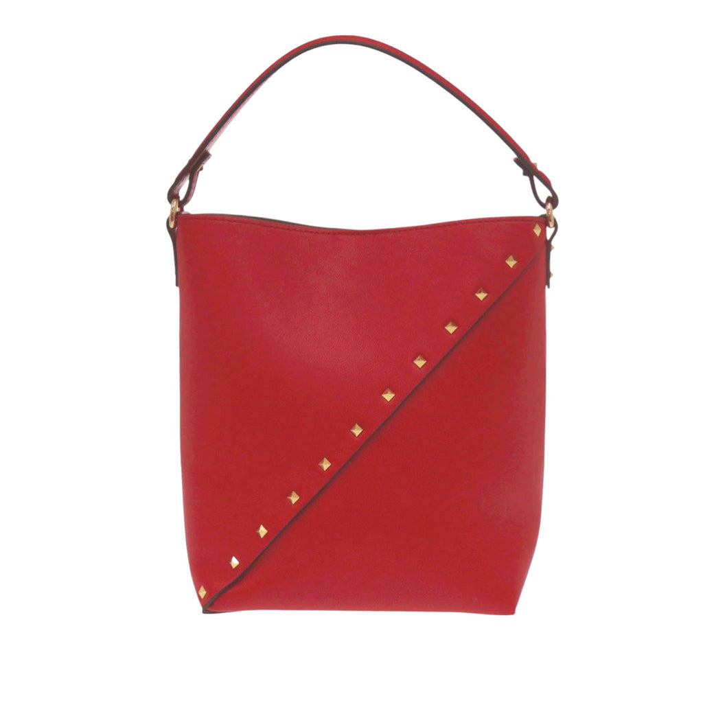 Leather Rockstud Wispy Bucket Bag