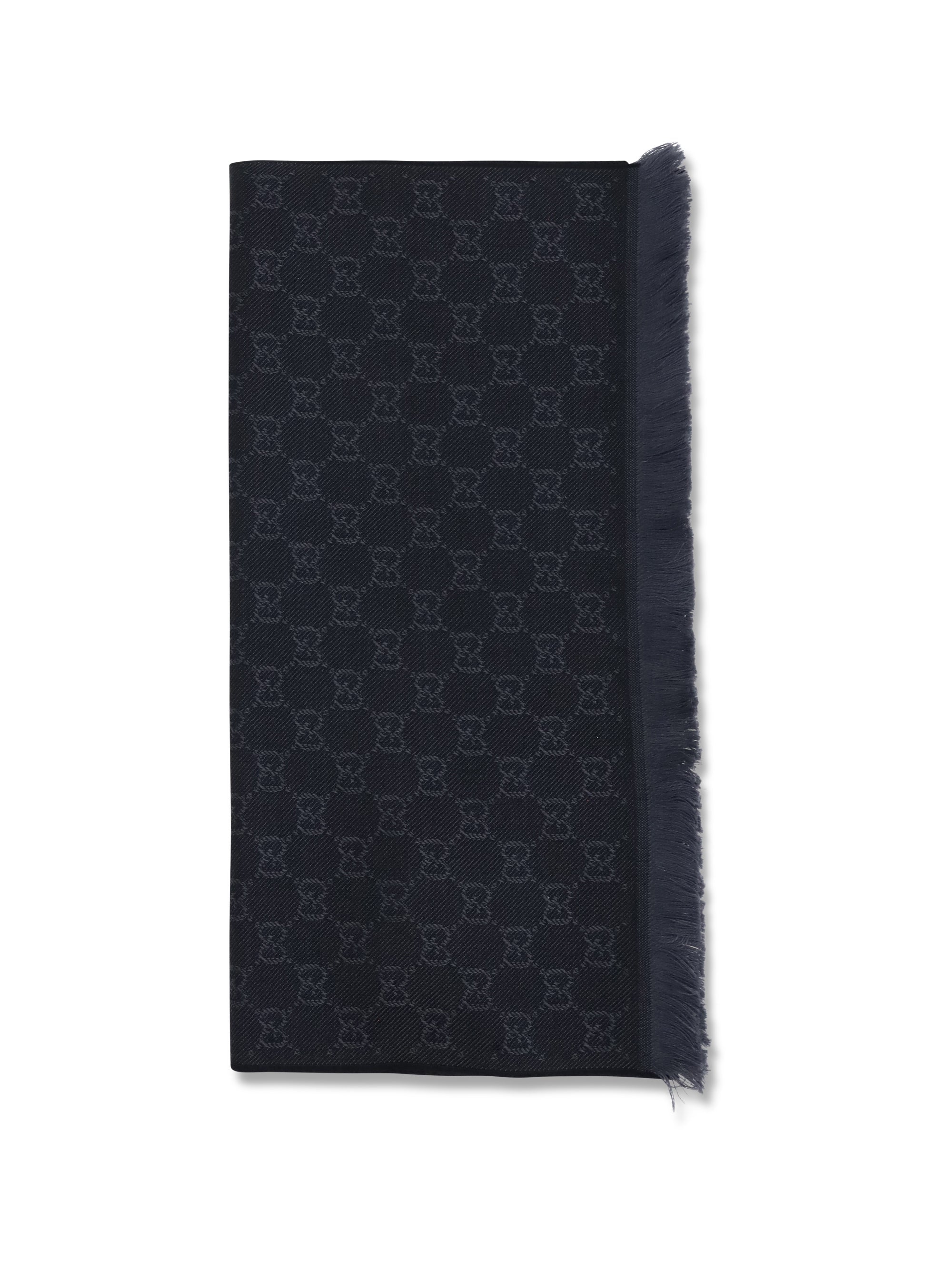 Gucci GG Supreme Embroidered Wool Scarf — Black