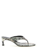 Rotate Birger Christensen Snake-Print Leather Mule — Gray